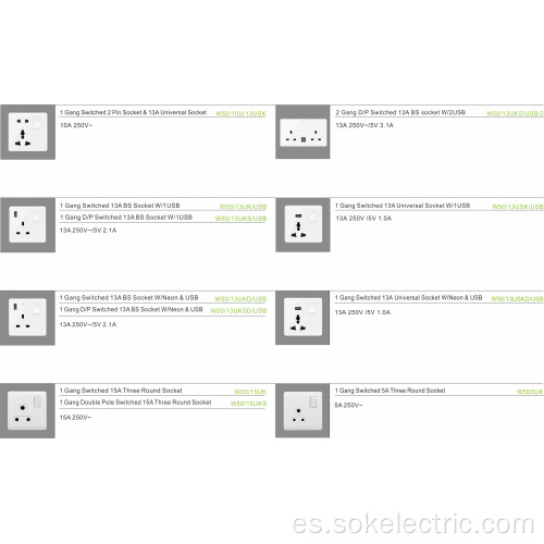 Toma de corriente blanca con toma USB e interruptor